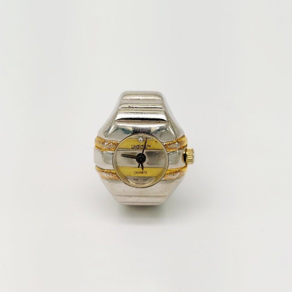 Vintage Digits ring watch gold/silver tone works